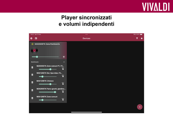 Funzione MULTIROOM - App VIVALDI