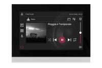 TOUCH version of audio multimedia device, for home automation integration, stereo amplifier, microphone, with integrated sources and player