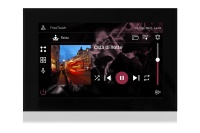 TOUCH version of audio multimedia device, for home automation integration, stereo amplifier, microphone, with integrated sources and player