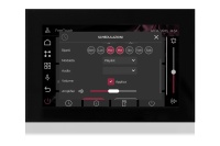 TOUCH version of audio multimedia device, for home automation integration, stereo amplifier, microphone, with integrated sources and player