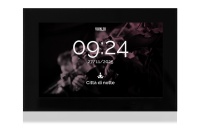 TOUCH version of audio multimedia device, for home automation integration, stereo amplifier, microphone, with integrated sources and player