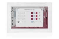 TOUCH version of audio multimedia device, for home automation integration, stereo amplifier, microphone, with integrated sources and player