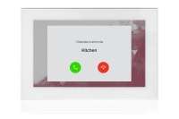 TOUCH version of audio multimedia device, for home automation integration, stereo amplifier, microphone, with integrated sources and player