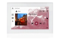 TOUCH version of audio multimedia device, for home automation integration, stereo amplifier, microphone, with integrated sources and player