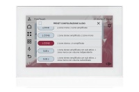 TOUCH version of audio multimedia device, for home automation integration, stereo amplifier, microphone, with integrated sources and player