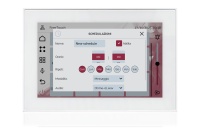 TOUCH version of audio multimedia device, for home automation integration, stereo amplifier, microphone, with integrated sources and player