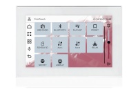 TOUCH version of audio multimedia device, for home automation integration, stereo amplifier, microphone, with integrated sources and player