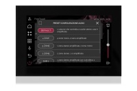 TOUCH version of audio multimedia device, for home automation integration, stereo amplifier, microphone, with integrated sources and player