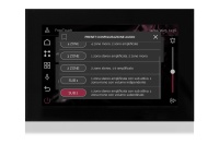 TOUCH version of audio multimedia device, for home automation integration, stereo amplifier, microphone, with integrated sources and player