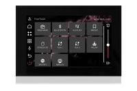 TOUCH version of audio multimedia device, for home automation integration, stereo amplifier, microphone, with integrated sources and player