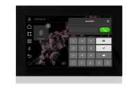 TOUCH version of audio multimedia device, for home automation integration, stereo amplifier, microphone, with integrated sources and player